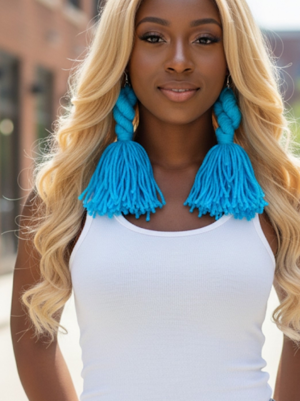 Turquoise Yarn Twisted Earrings